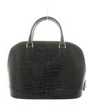 ルナボルサ Luna Borsa トートバッグ ハンドバッグ レザー クロコ型押し ロゴ 黒 ブラック /AN ■GY18