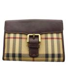 バーバリー BURBERRY ノバチェック 財布 二つ折り 小銭入れ PVCコーティングキャンバス レザー ベージュ 茶 ブラウン /AN ■GY18