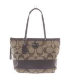 コーチ COACH トートバッグ シグネチャー柄ジャガードキャンバス パテントレザー ハンドバッグ ベージュ 茶色 ブラウン F15112 /SR