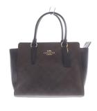コーチ COACH シグネチャー柄 PVCコーティングキャンバス ハンドバッグ 茶色 ブラウン 黒 ブラック F31957 /SR