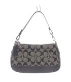 コーチ COACH ポーチ ミニハンドバッグ シグネチャー柄 キャンバスレザー ベージュ ブラック 黒 6094 /SR