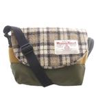 ハリスツイード Harris Tweed ショルダーバッグ ウール ロゴ チェック柄 茶色 ブラウン カーキ 緑 グリーン /SR