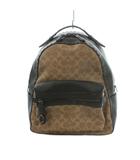 コーチ COACH リュックサック デイパック シグネチャー柄 ベージュ 黒 ブラック 37466 /MI ■GY18