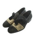 ジミーチュウ JIMMY CHOO タッセルローファー グリッター 41 26.0cm 黒 ブラック ゴールドカラー /MI ■GY11