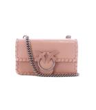 ピンコ PINKO Love Mini Twist ショルダーバッグ ピンク ステッチ レザー ロゴ金具 鳥 /RI ■OS ■GY18