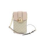 マイケルコース MICHAEL KORS ショルダーバッグ スマホショルダー フラップ レザー PVC ピンク オフホワイト /MI ■GY11