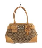 コーチ COACH シグネチャー ショルダーバッグ ハンドバッグ キャンバス レザー ベージュ 茶 ブラウン 10245 /AN ■GY18