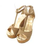 ジミーチュウ JIMMY CHOO PELA サンダル ウェッジソール ストラップ レザー 39 ゴールド ベージュ /TK ■GY18
