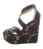 ジミーチュウ JIMMY CHOO Parrow サンダル ウエッジソール レース ストラップ 39 ブラック /YO28 ■GY18