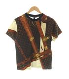 Tシャツ カットソー 半袖 モノグラム トランク 総柄 コットン S 茶 ブラウン マルチカラー RW242WB QVR FRJT89 /MW ■GY40