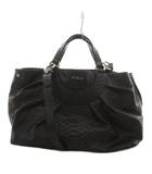 フルラ FURLA ハンドバッグ ショルダーバッグ 2way パイソン型押し レザー 黒 ブラック /AN ■GY18