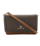 マイケルコース MICHAEL KORS ジェットセット チャーム フォーン クロスボディ スモール ショルダーバッグ ウォレットバッグ 財布 フラップ レザー ロゴ 総柄 茶 ブラウン 32S1GT9C2B /KU ■GY18