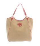 トリーバーチ TORY BURCH かごバッグ ロゴ レザー ポピーレッド ハンドバッグ ベージュ 赤 レッド 11139877 /SR ■GY11