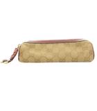 グッチ GUCCI コスメポーチ ペンケース GGキャンバス ロゴ レザー ベージュ ボルドー /SS ■OS ■OH ■GY11