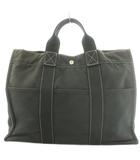 エルメス HERMES ドーヴィルMMキャンバストートバッグ ハンド コットンキャンバス ステッチ 黒 ブラック /SS ■OS ■OH ■GY11