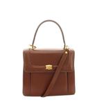 バリー BALLY ハンドバッグ ショルダーバッグ 2way レザー ロゴプレート 茶 ブラウン ゴールドカラー /YT ■GY11