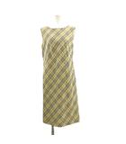 バーバリー ロンドン BURBERRY LONDON ノースリーブワンピース 麻 リネン 絹 シルク混 40 ベージュ ノバチェック柄 ロング丈 FMA70-058 /YU ■GY18