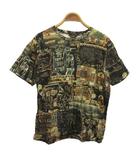 ペインテッドハウス Tシャツ カットソー 半袖 クルーネック 総柄 L 黒 ブラック マルチカラー /XZ ■GY18