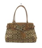 コーチ COACH シグネチャー ハンドバッグ トートバッグ ショルダーバッグ キャンバス レザー ベージュ 茶 ブラウン F13068 /AN ■GY11