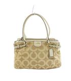 コーチ COACH オプアート ハンドバッグ トートバッグ キャンバス レザー ベージュ 白 ホワイト 22344 /MI ■GY18