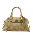 コーチ COACH マディソン オプアート ハンドバッグ ロゴ レザー ベージュ ゴールド色 13585 /AN