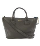 フルラ FURLA カプリッチョ ハンドバッグ ショルダーバッグ 2WAY レザー ロゴ グレー /TK ■GY18