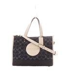 コーチ COACH デンプシー キャリーオール シグネチャー ジャカード ウィズ パッチ ハンドバッグ ショルダーバッグ 2way 紺 ネイビー 白 ホワイト パッチ レザー C2826 /RI ■OS