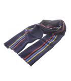 ポールスミス PAUL SMITH スカーフ ストール ネイビー フリンジ 絹 シルク ストライプ /RI ■OS ■GY18