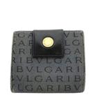 ブルガリ BVLGARI ロゴマニア 財布 二つ折り 小銭入れ ロゴ キャンバス 青 ブルー /AN ■GY18 ■OH