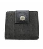 ブルガリ BVLGARI ロゴマニア 財布 二つ折り 小銭入れ ロゴ キャンバス レザー 黒 ブラック /AN ■GY18 ■OH