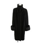 マックスマーラ MAX MARA 白タグ ロング コート アウター アルパカ ウール 袖フォックスファー スタンドカラー 比翼 82-92-155 M 黒 ブラック /XZ ■GY18