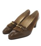 グッチ GUCCI パンプス ウイングチップ ヒール フリンジ スエード レザー 36 茶 ブラウン /AN ■GY18