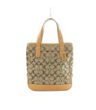 コーチ COACH ハンドバッグ シグネチャー柄 キャンバス レザー 茶 ブラウン ベージュ 6092 /MI ■GY18