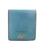 ジバンシィ GIVENCHY life 二つ折り財布 小銭入れあり レザー 青 ブルー 黒 ブラック /SR ■GY11
