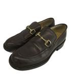 グッチ GUCCI ローファー モカシン 革靴 レザー ホースビット ゴールド金具 6.5 23.5cm ダークブラウン /XZ ■GY40