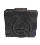 シャネル CHANEL カンボンライン 財布 二つ折り がま口 レザー キルティング ココマーク 黒 ブラック /XZ ■GY11