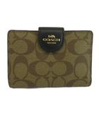 コーチ COACH 財布 二つ折り PVC レザー L字ファスナー シグネチャー ロゴ ゴールド金具 茶色 ブラウン C0082 /XZ ■GY11