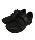 グッチ GUCCI スニーカー 牛革 レザー ナイロン ローカット ダブルベルクロ 6.5 25.5cm 黒 ブラック 111 6056 /XZ ■GY18