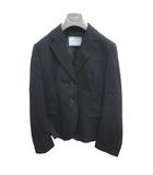 プラダ PRADA テーラードジャケット フォーマル 総裏地 上着 44S 紺 ネイビー 無地 長袖 ベルト付き P509IH S201 1BMS /YU ■GY18