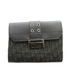 クリスチャンディオール Christian Dior 二つ折り財布 ウォレット モノグラム柄 ロゴメタルプレート レザー 黒 ブラック ■GY05 /MQ ■OH