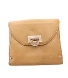 サルヴァトーレフェラガモ Salvatore Ferragamo 二つ折り財布 ウォレット 小銭入れあり レザー ターンロック 茶 ブラウン /FF ■GY11