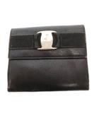 サルヴァトーレフェラガモ Salvatore Ferragamo 二つ折り財布 ウォレット 小銭入れあり レザー ヴァラ 黒 ブラック /FF ■GY11
