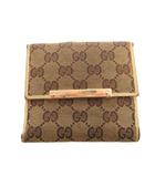グッチ GUCCI 二つ折り財布 ウォレット 小銭入れあり GG柄 キャンバス ベージュ 112664・1408 /FF ■GY11