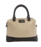 ケイトスペード KATE SPADE ハンドバッグ 手提げ レザー ロゴ 黒 ブラック ベージュ /FF ■GY18