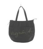 アニエスベー ボヤージュ Agnes b. VOYAGE トート ハンドバッグ レザー ロゴ 黒 ブラック ■GY18 /MQ