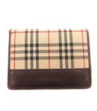 バーバリー BURBERRY 二つ折り財布 ウォレット 小銭入れあり ノバチェック柄 ロゴ レザー ベージュ 茶 ブラウン /FF ■GY18