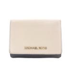 マイケルコース MICHAEL KORS 二つ折り財布 小銭入れあり レザー 黒 ブラック オフホワイト /SR ■GY11