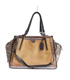 コーチ COACH 37130 ドリーマー 36 トートバッグ ショルダー 2WAY ハンド スムースレザー スエード スネークスキン 茶 ブラウン ■GY18 /MQ