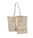マイケルコース MICHAEL KORS トートバッグ ポーチ付き 総柄 PVC レザー 白 ホワイト ピンク /FF  ■GY18