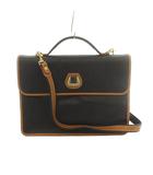 ランセル LANCEL 2WAY ショルダーバッグ ブリーフケース PVC レザー 黒 ブラック 茶 ブラウン /MI ■GY18